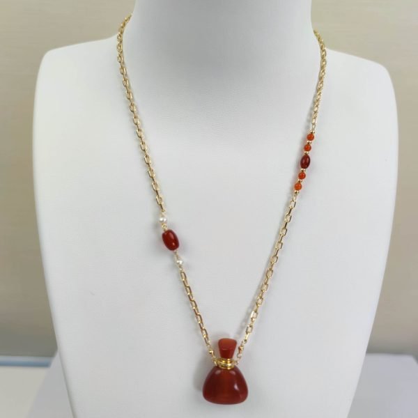 Cornelian Essential Oil Bottle Pendant | Fire Element Necklace corresponds Sweet Orange Oil