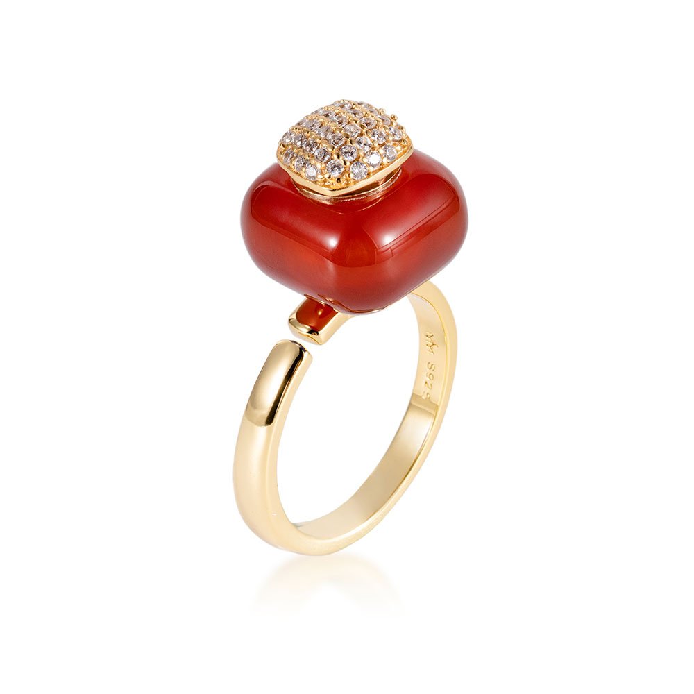 Cornelian Essential Oil Bottle Ring | Fire Element Ring corresponds Sweet Orange Oil